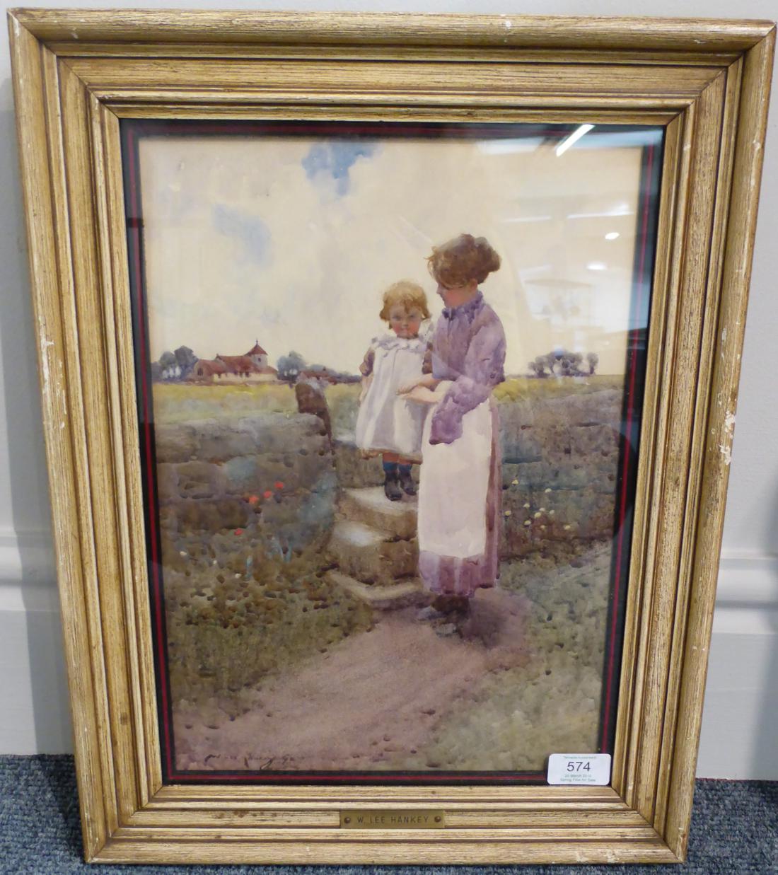 William Lee-Hankey RWS, RI, RE (1869-1952)  A mother and child crossing a stile  Signed and dated ( - Image 7 of 7