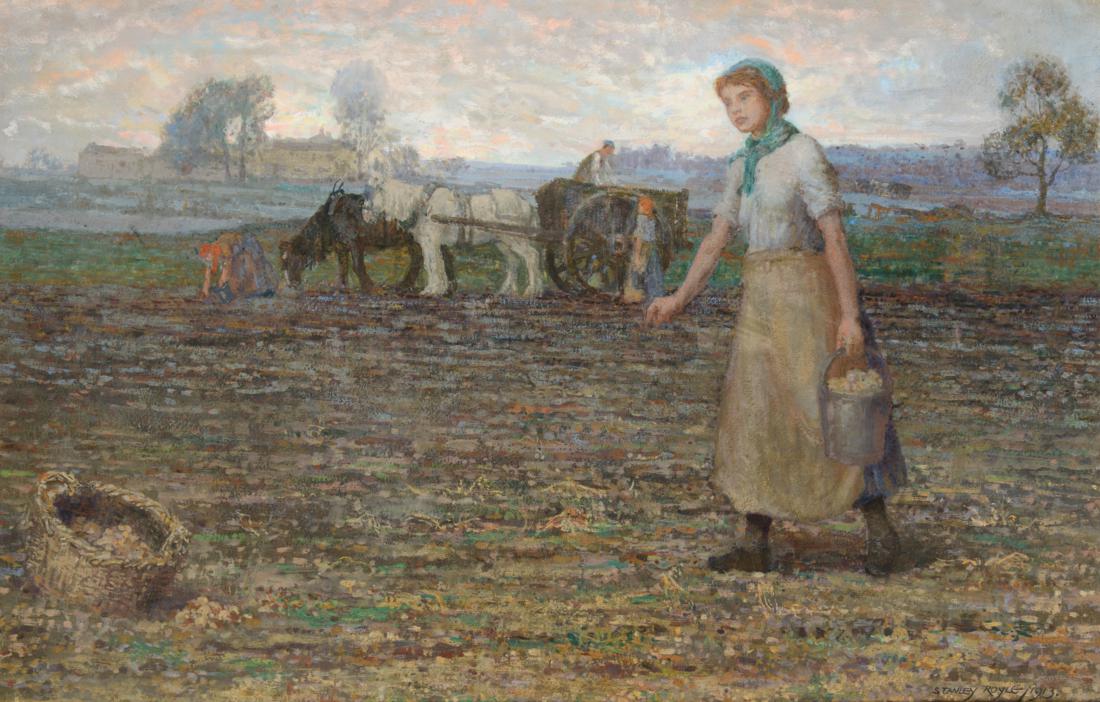 Stanley Royle RBA, ARWA (1888-1961) ''In the Potato Fields, Ecclesfield, Early Evening'' Signed