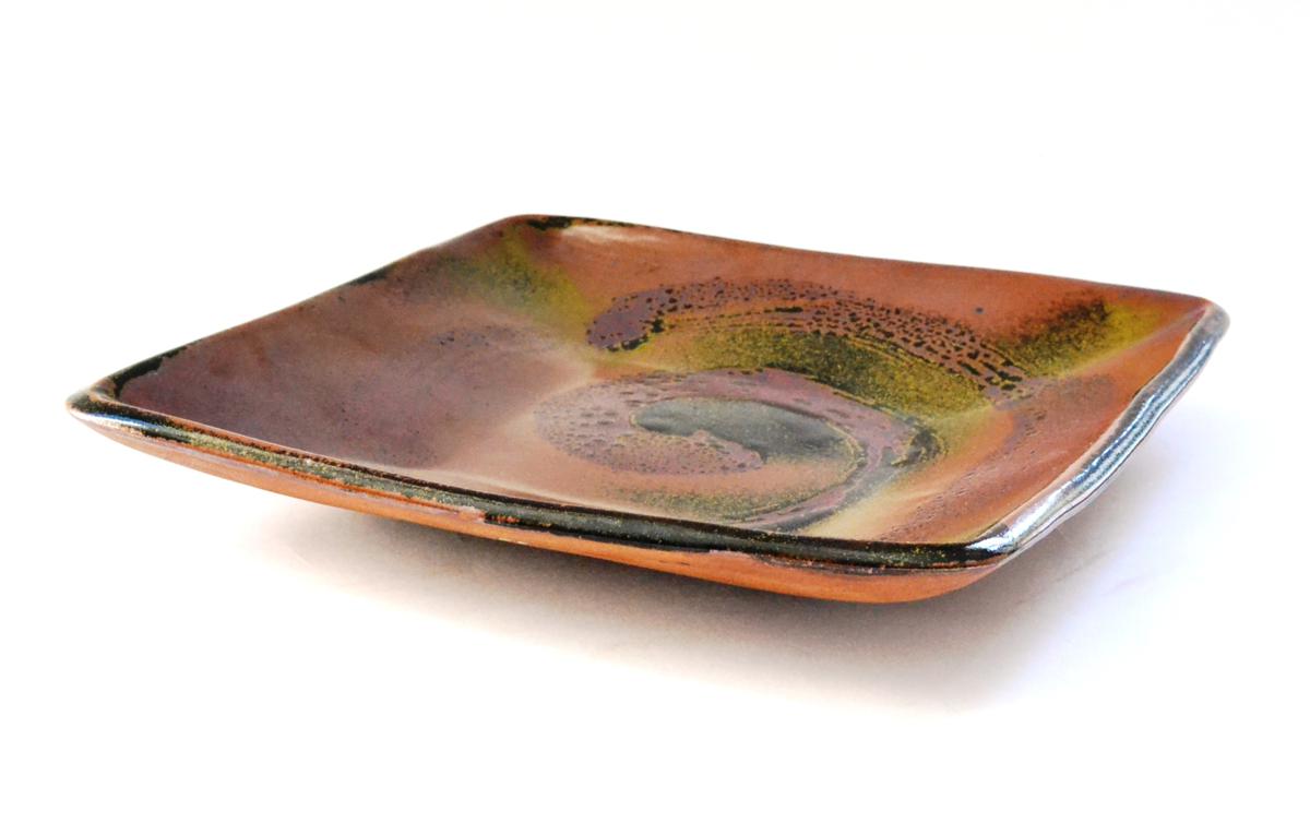 Attributed to Shoji Hamada (1894-1978): A Stoneware Square Dish, tenmoku glaze, unsigned, 32cm   *