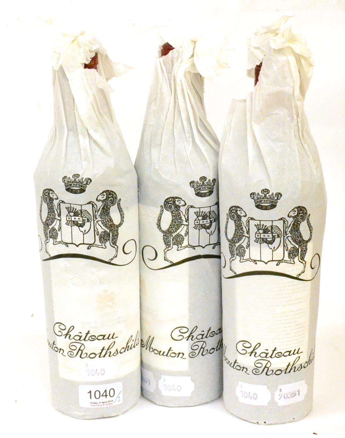 Chateau Mouton Rothschild 2002, Pauillac (x3) (three bottles) U: high fill