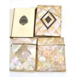 Three mother-of-pearl card cases and notecase