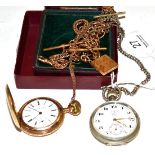 Two pocket watches and chain