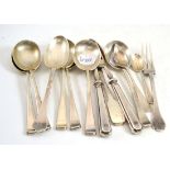 Six silver spoons and other silver cutlery