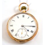 A 9ct gold open faced pocket watch