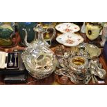 A collection of assorted silver plate including assorted flatware and hollow ware