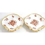 A pair of Derby quatrefoil shaped dessert plates