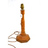 An oak Beaverman table lamp, height 39cm Appears in good condition, beaver is stuck on not carved as