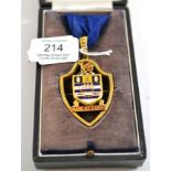 A Redcar mayoral pendant for Mrs W Morris 1933-35, 9ct gold and enamel case