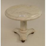 A 19th century miniature marble circular table on triform base, 25cm diameter  Appears in good