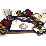 A collection of Royal and Antediluvian Order of Buffaloes memorabilia, comprising two 9ct gold