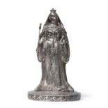 A silver model of Queen Victoria, by J E, London 1889, realistically modelled wearing full