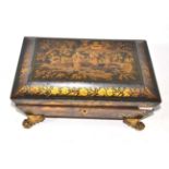 Regency chinoiserie lacquer workbox, 29cm wide  Heavy rubbing throughout. Will require full
