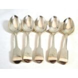 Five Georgian silver tablespoons