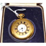 An 18ct gold half hunter keyless pocket watch, signed S.Alexander & Son, Coventry, 1928, lever