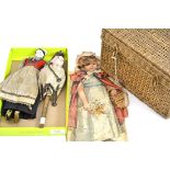 Victorian porcelain doll, doll pirouette, doll's basket and a Red Riding Hood book