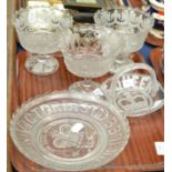 A pair of pressed glass pedestal bowls, commemorating the Golden Jubilee, circa 1887 inscribed below