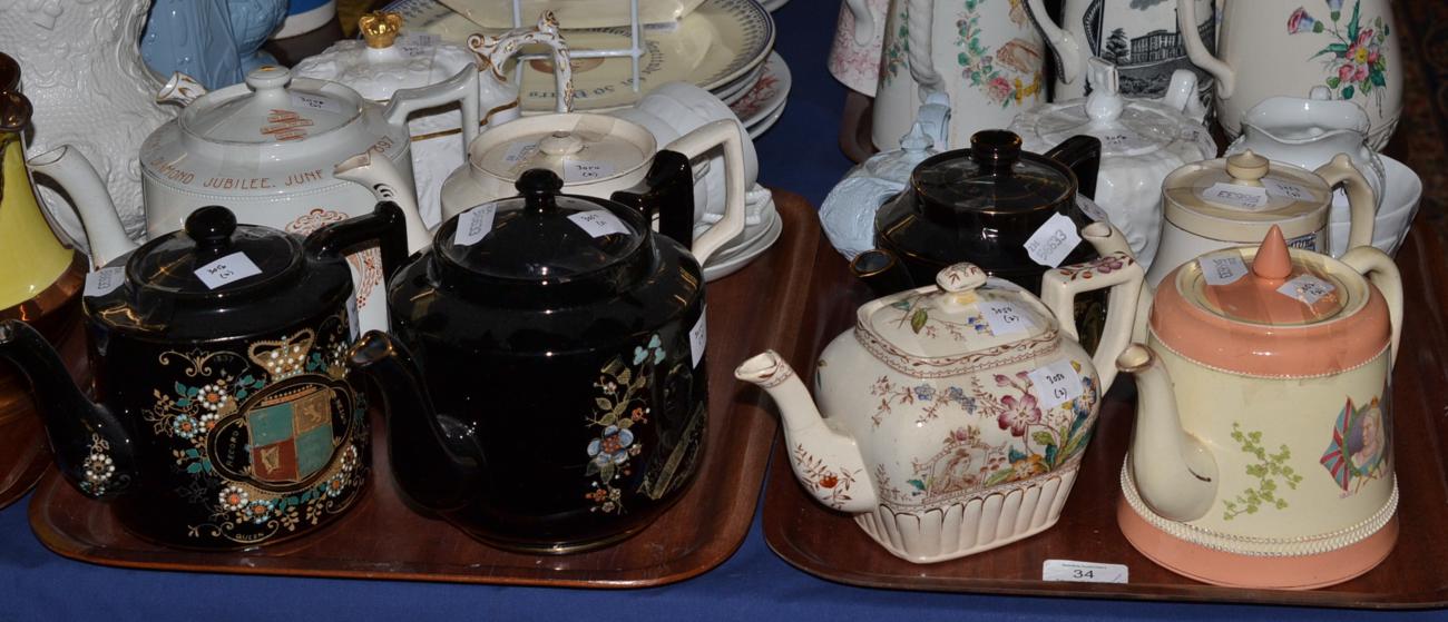 A Staffordshire blue smear glazed stoneware ''PRINCE ALBERT'' pattern teapot and cover, circa