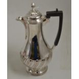 Silver coffee pot, London Assay 1958 Worn marks, hinge loose. 23ozt