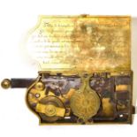 A French brass decorative lock bearing date 1786