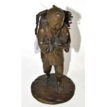 A Japanese bronze figure, height 23cm Loss of patina, otherwise good