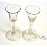 Two 18th century plain ale glasses  Both appear in good condition