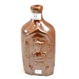 A brown salt glaze stoneware flask, circa 1837, moulded with bust portrait ''QUEEN VICTORIA &