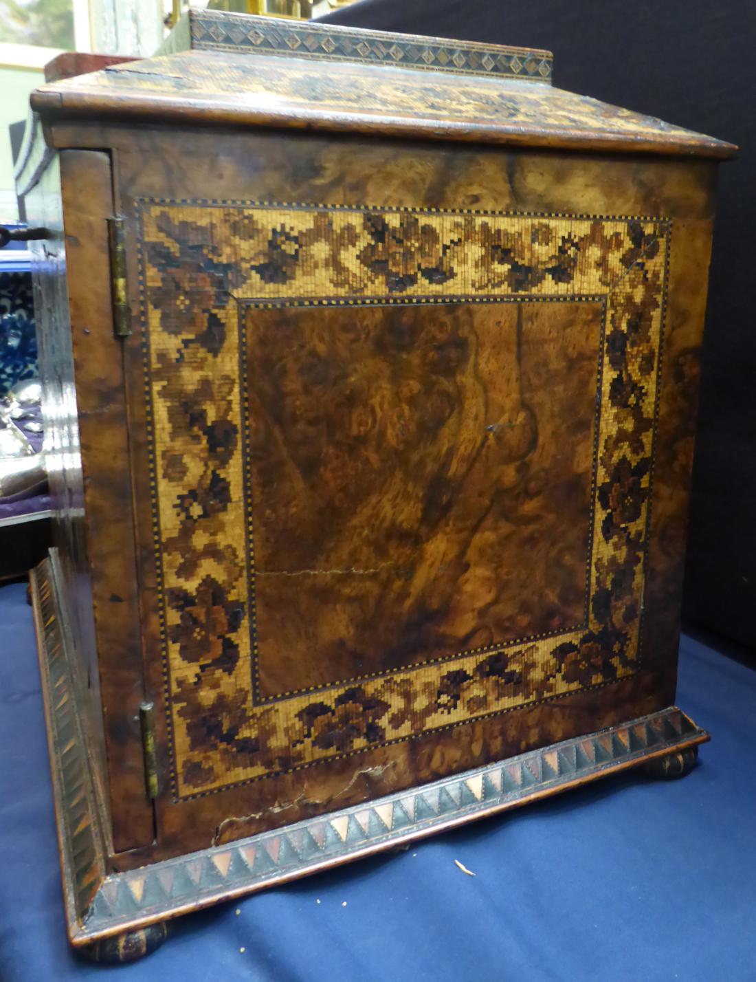 A 19th century Tunbridgeware table casket, the caddy top with a view of a castle over two - Image 12 of 17