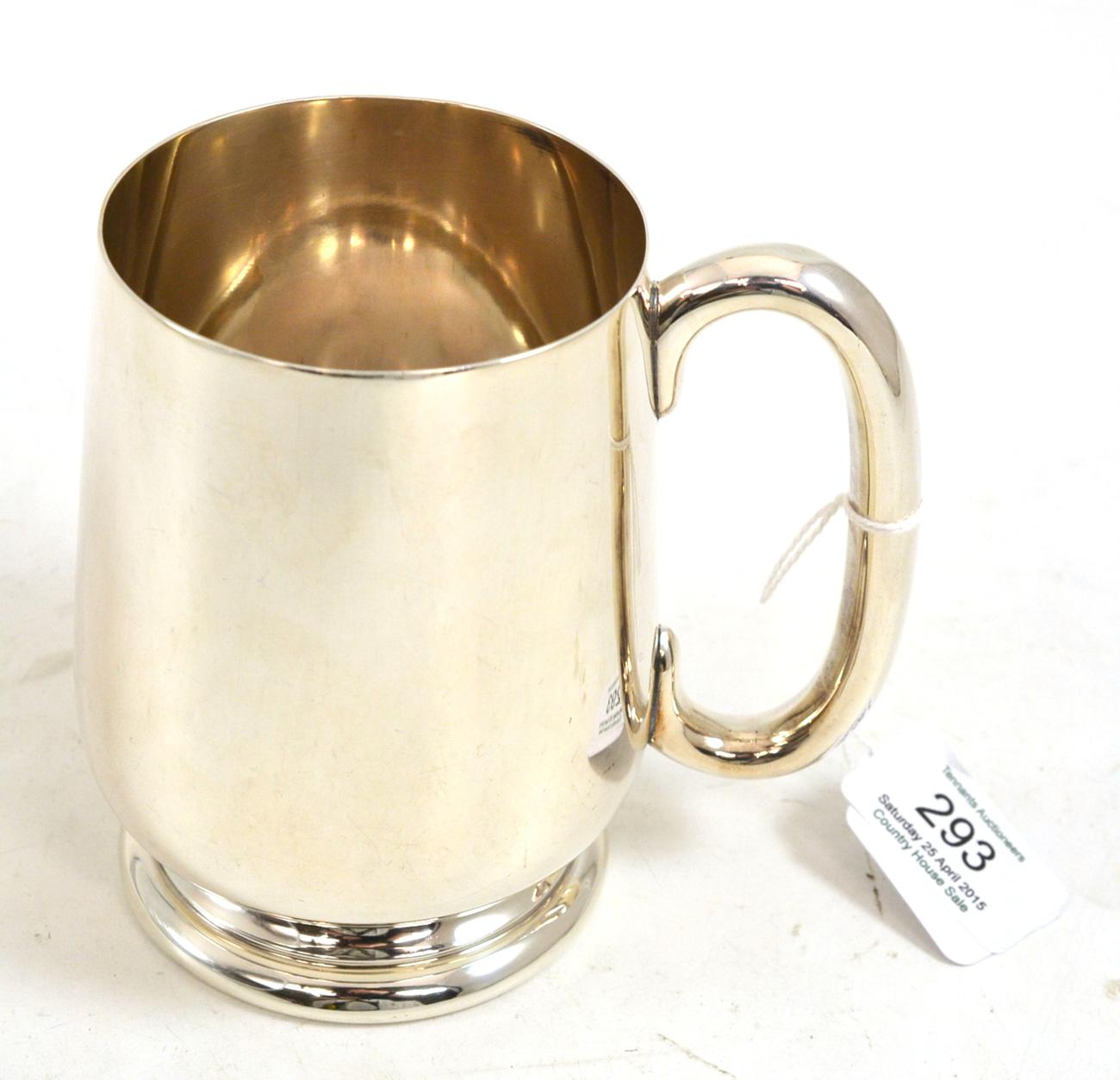 A silver tankard by Barker Brothers, Birmingham 1932, 12cm high  Clear marks, good condition