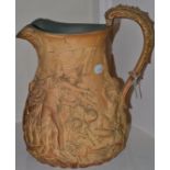 Victorian pottery large jug decorated with Siege of Seringapatam, after Allcock