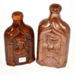 A brown salt glaze stoneware flask, circa 1837, of flattened baluster form, moulded with titled bust
