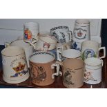 Fifteen various Golden Jubilee commemorative mugs and an Edward VII commemorative mug (16) (on one