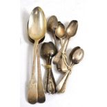 Sixteen silver teaspoons and two silver tablespoons (18)