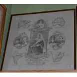 A printed cotton souvenir panel titled ''The Longest Reign in British History Hey Most Gracious