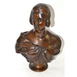 After Chantry, an Art Union bronze bust of the young Queen Victoria, on a circular socle, the