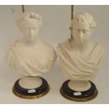 A pair of Copeland Parian busts of Queen Victoria and Prince Edward, circa 1860, both wearing