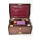 Regency rosewood and brass inlaid vanity box, 30cm diameter  Very large split to top. Requires