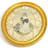 A Coronation commemorative silkwork picture, dated 1837, worked with a portrait of the young Queen