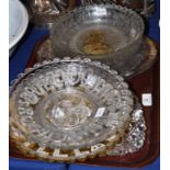 A pair of pressed glass Diamond Jubilee commemorative dishes, gilt with portraits of Queen Victoria,