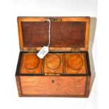 George III satinwood tea caddy, 21cm wide  Generally good. Some veneers loose, but mostly good.