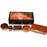 Six various agate boxes