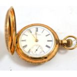 A gold plated 'stag' full hunter keyless pocket watch, signed Waltham Watch Co, circa 1900, lever