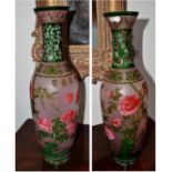 A pair of Chinese overlay glass vases