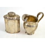 A Danish white metal tea canister and cover, 1733, of fluted oval form, 10.5cm high; and a