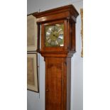 An oak thirty hour longcase clock, signed Wm Porthouse, Penrith, circa 1750, flat top, wavy shaped