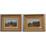 A* Stone (19th/20th century) A wooded landscape and another, each signed, oil on canvas, 19cm by