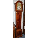 A small chiming longcase clock, retailed by Grant & Son, Edinburgh, circa 1910, arched pediment, 9-
