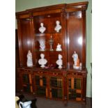 Reproduction mahogany breakfront bookcase by Maitland & Smith