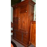 Edwardian walnut combination wardrobe