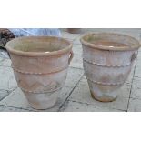 Pair of twin-handled terracotta planters, 56cm diameter