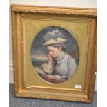 British School (19th century) A head and shoulders portrait of Lady Albreda Mary Wentworth-
